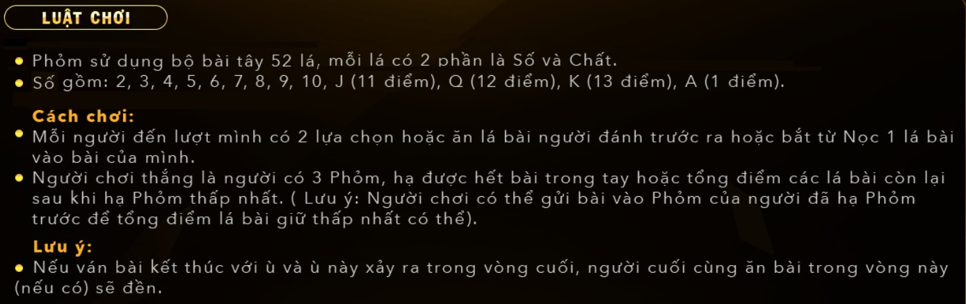 Luật chơi phỏm cơ bản